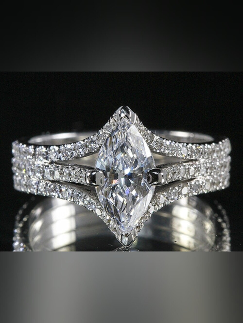 $8 Each Or Bundle 5/$20 Marquise-Cut Pavé Sterling Silver Ring